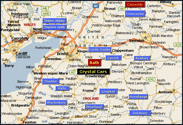 Map of Bath and surrounding area